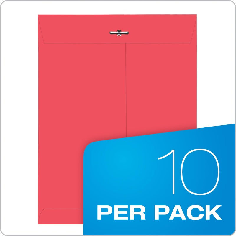 Quality Park 9 x 12 Clasp Envelopes, Clasp and Gummed Closures, Red, 10 per Pack (QUA38734) - Image 4